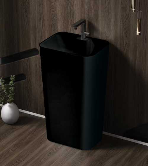 Floor Mounted Wash Basin With Tap Hole (Matt Black) – Aquant India